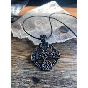 American Silver Pewter Nordic Viking Cross Pendant Necklace Unisex